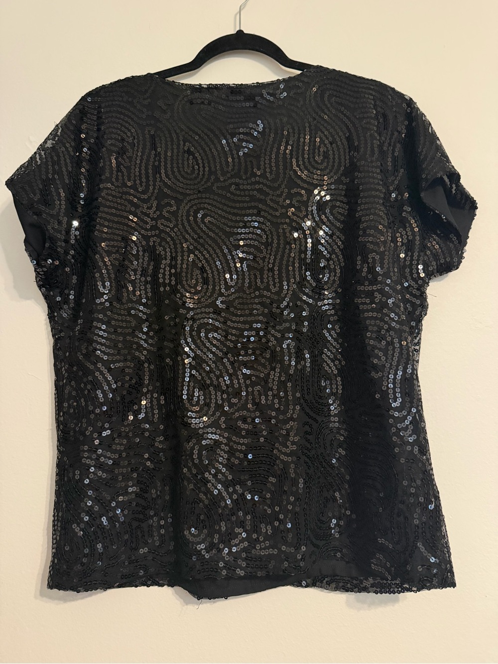 Michael Kors Black Sequin Short-Sleeve Blouse - Picture 3 of 3